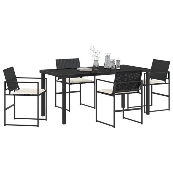 Grote foto vidaxl 5 delige tuinset met kussens zwart poly rattan tuin en terras tuinmeubelen