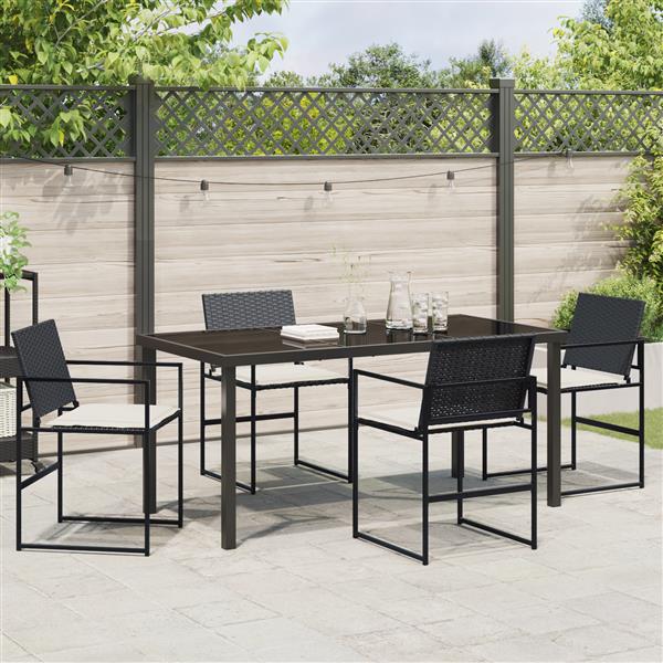 Grote foto vidaxl 5 delige tuinset met kussens zwart poly rattan tuin en terras tuinmeubelen