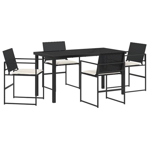 Grote foto vidaxl 5 delige tuinset met kussens zwart poly rattan tuin en terras tuinmeubelen