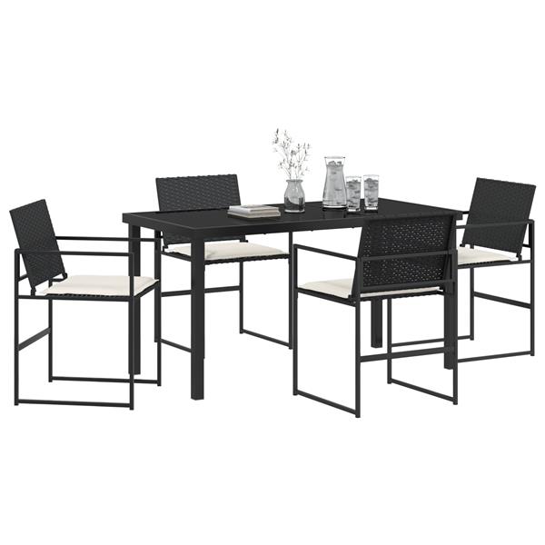 Grote foto vidaxl 5 delige tuinset met kussens zwart poly rattan tuin en terras tuinmeubelen