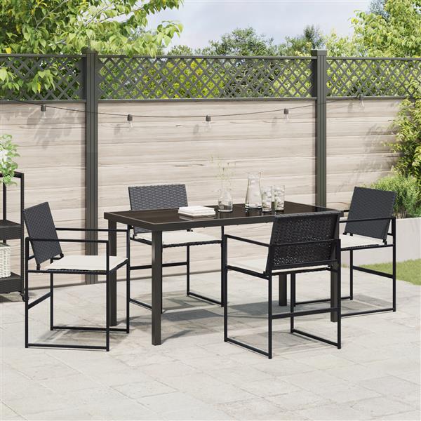 Grote foto vidaxl 5 delige tuinset met kussens zwart poly rattan tuin en terras tuinmeubelen