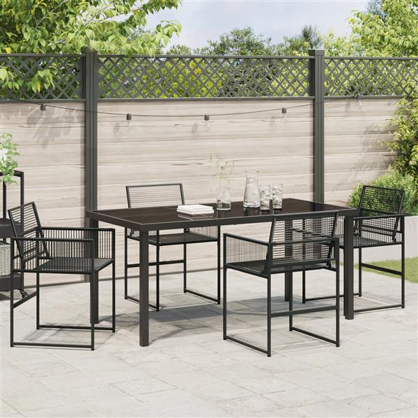 Grote foto vidaxl 5 delige tuin eettafelset zwarte poly rattan tuin en terras tuinmeubelen