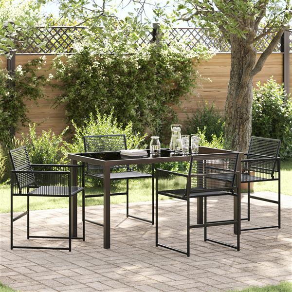 Grote foto vidaxl 5 delige tuin eetset zwart poly rattan tuin en terras tuinmeubelen