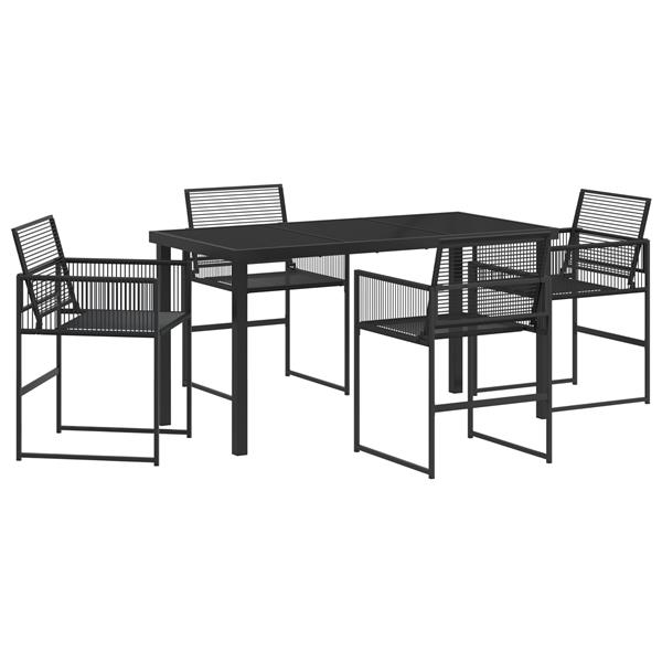 Grote foto vidaxl 5 delige tuin eetset zwart poly rattan tuin en terras tuinmeubelen
