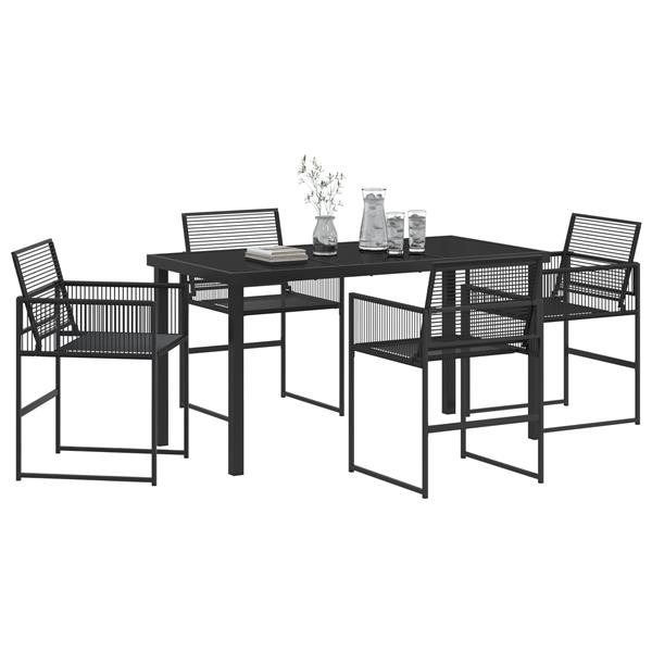 Grote foto vidaxl 5 delige tuin eetset zwart poly rattan tuin en terras tuinmeubelen