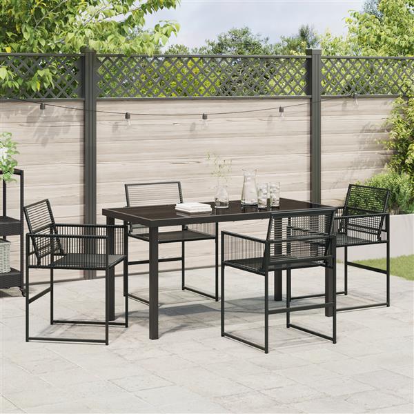 Grote foto vidaxl 5 delige tuin eetset zwart poly rattan tuin en terras tuinmeubelen