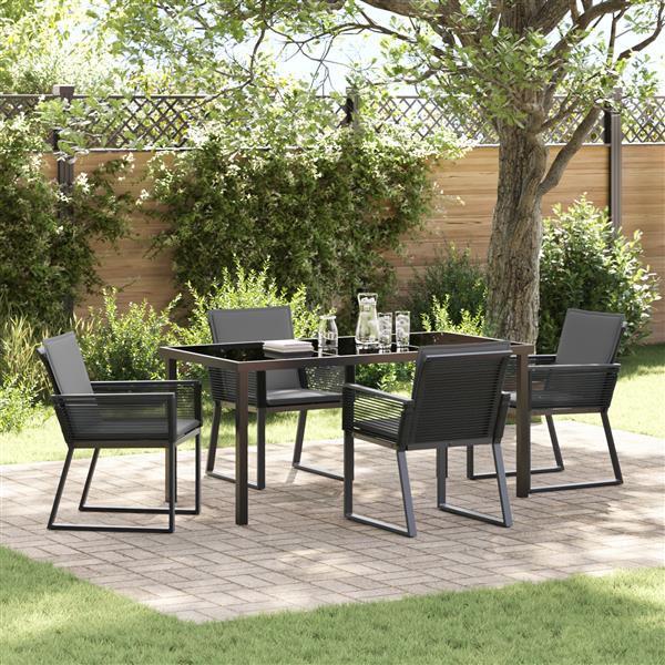 Grote foto vidaxl 5 delige tuin dining set met kussens zwart poly rattan tuin en terras tuinmeubelen