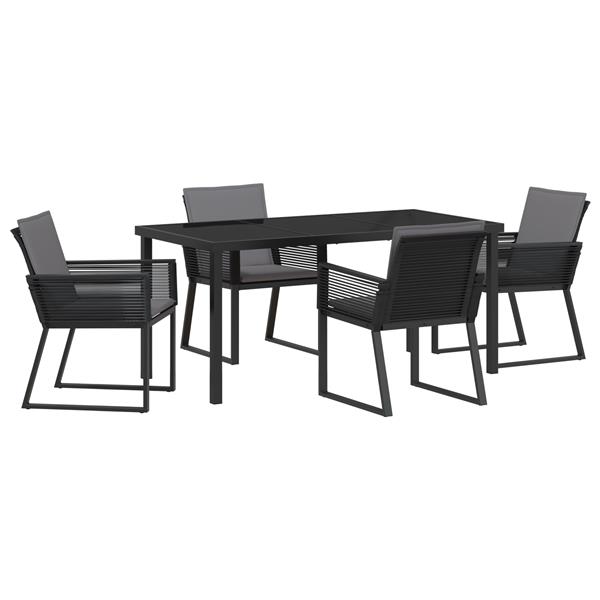 Grote foto vidaxl 5 delige tuin dining set met kussens zwart poly rattan tuin en terras tuinmeubelen