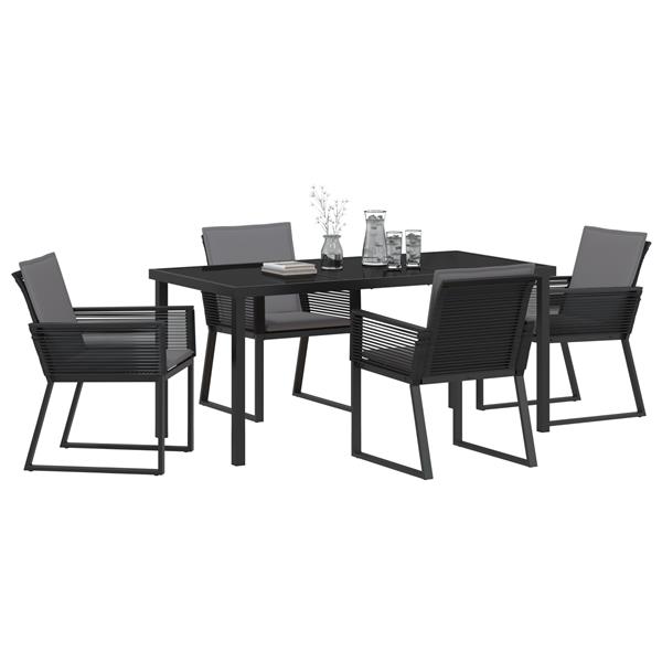 Grote foto vidaxl 5 delige tuin dining set met kussens zwart poly rattan tuin en terras tuinmeubelen