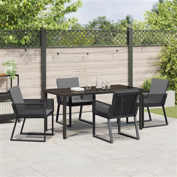 Grote foto vidaxl 5 delige tuin dining set met kussens zwart poly rattan tuin en terras tuinmeubelen