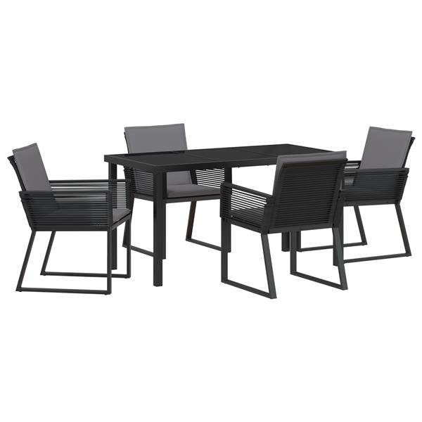 Grote foto vidaxl 5 delige tuin eetset met kussens zwart poly rattan tuin en terras tuinmeubelen