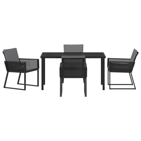 Grote foto vidaxl 5 delige tuin eetset met kussens zwart poly rattan tuin en terras tuinmeubelen