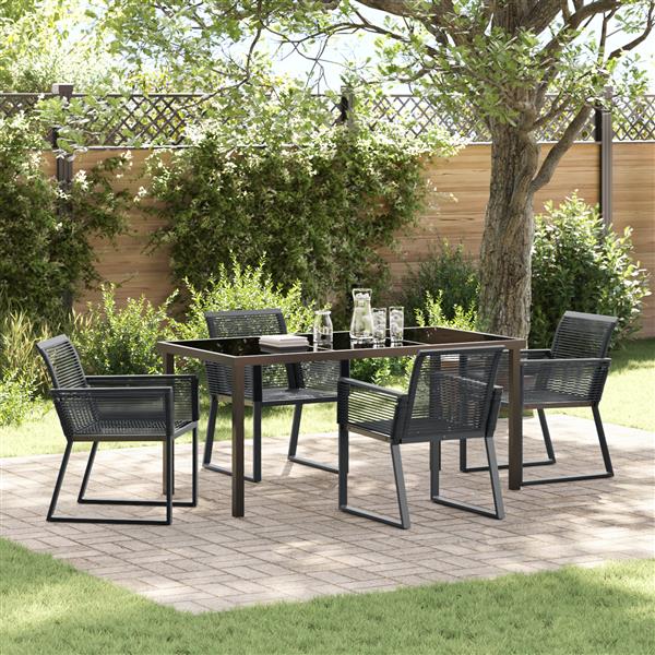Grote foto vidaxl 5 delige tuin eetset zwart poly rattan tuin en terras tuinmeubelen