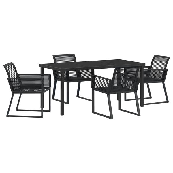 Grote foto vidaxl 5 delige tuin eetset zwart poly rattan tuin en terras tuinmeubelen