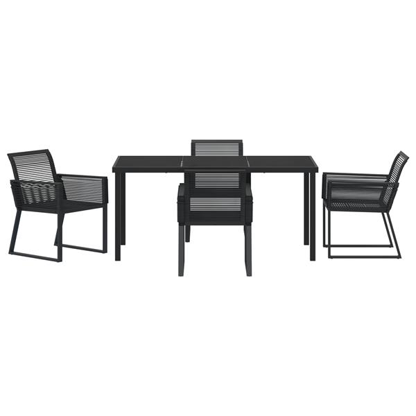 Grote foto vidaxl 5 delige tuin eetset zwart poly rattan tuin en terras tuinmeubelen