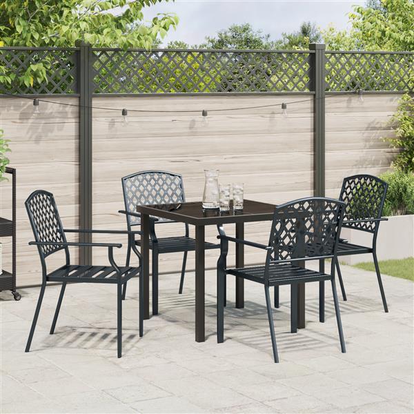 Grote foto vidaxl 5 delige tuin eetset antraciet staal tuin en terras tuinmeubelen