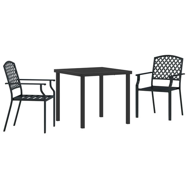 Grote foto vidaxl 3 delige tuin eetset antraciet staal tuin en terras tuinmeubelen