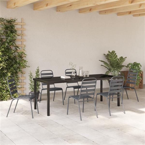 Grote foto vidaxl 7 delige tuinset donkergrijs staal tuin en terras tuinmeubelen
