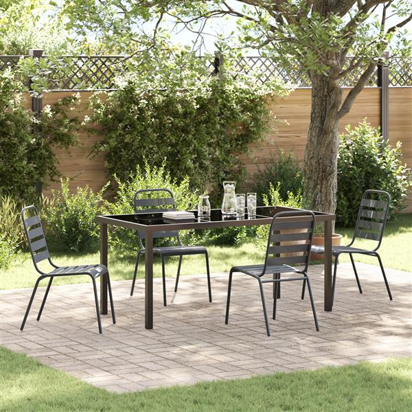 Grote foto vidaxl 5 delige tuin eetset donkergrijs staal tuin en terras tuinmeubelen