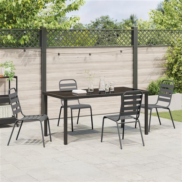 Grote foto vidaxl 5 delige tuin eetset donkergrijs staal tuin en terras tuinmeubelen