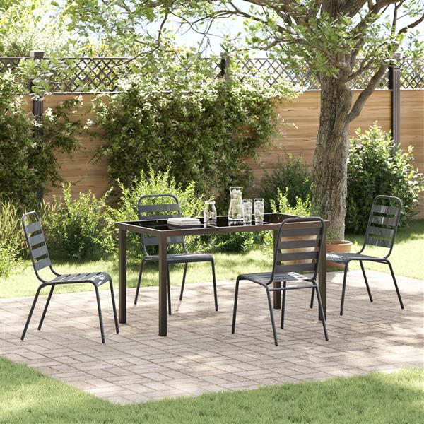Grote foto vidaxl 5 delige eetset voor in de tuin donkergrijs staal tuin en terras tuinmeubelen