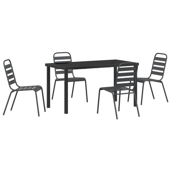 Grote foto vidaxl 5 delige eetset voor in de tuin donkergrijs staal tuin en terras tuinmeubelen
