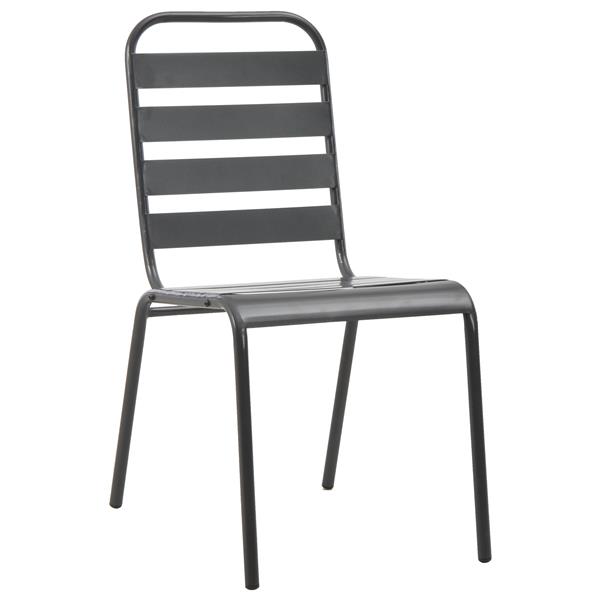 Grote foto vidaxl 5 delige eetset voor in de tuin donkergrijs staal tuin en terras tuinmeubelen