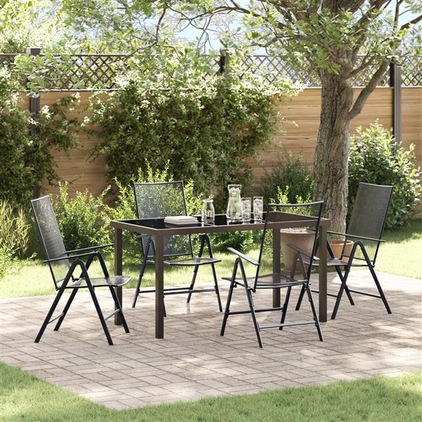 Grote foto vidaxl 5 delige tuin eetset in anthraciet staal tuin en terras tuinmeubelen
