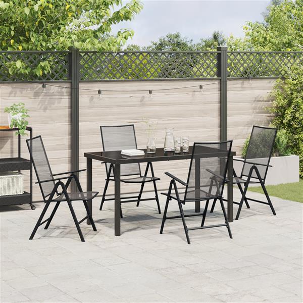 Grote foto vidaxl 5 delige tuin eetset in anthraciet staal tuin en terras tuinmeubelen