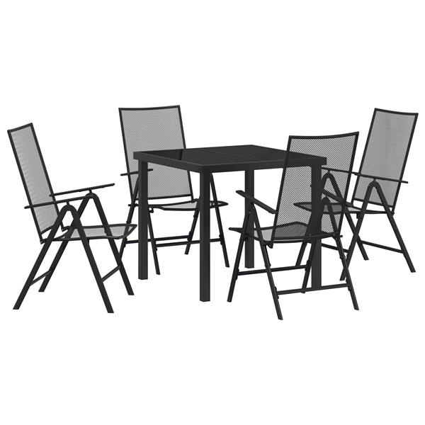 Grote foto vidaxl 5 delige tuin eetset in antraciet staal tuin en terras tuinmeubelen