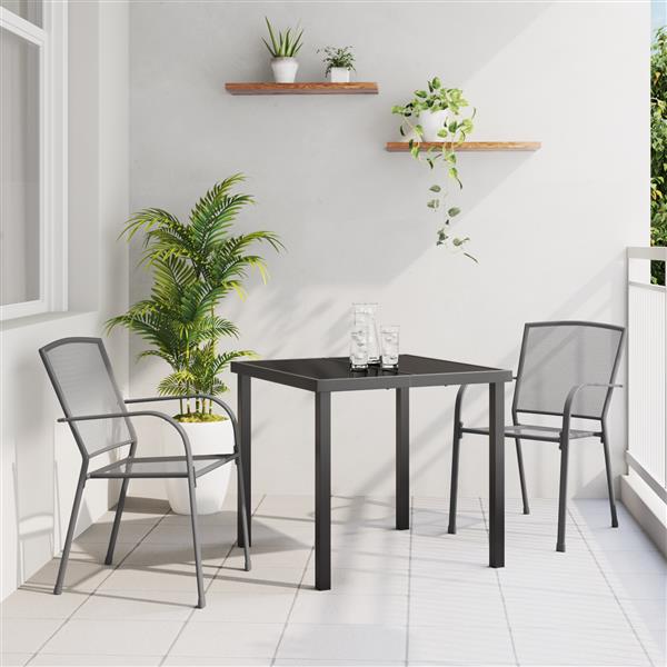 Grote foto vidaxl 3 delige tuin eettafelset in anthraciet staal tuin en terras tuinmeubelen