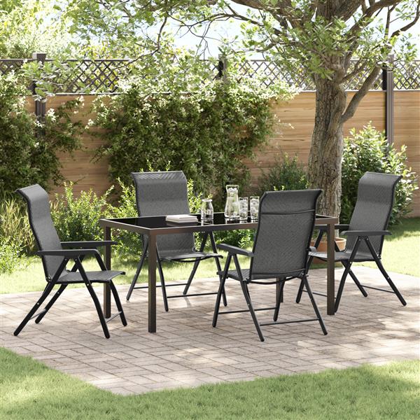 Grote foto vidaxl 5 delige tuin eetset grijs poly rattan tuin en terras tuinmeubelen