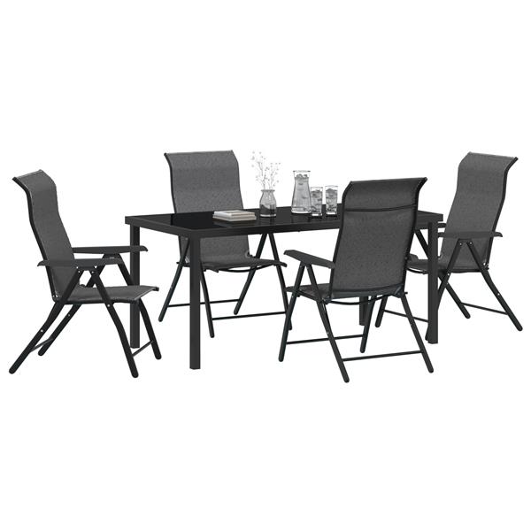Grote foto vidaxl 5 delige tuin eetset grijs poly rattan tuin en terras tuinmeubelen