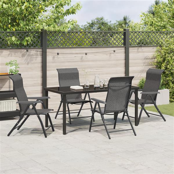 Grote foto vidaxl 5 delige tuin eetset grijs poly rattan tuin en terras tuinmeubelen