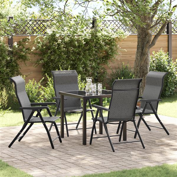 Grote foto vidaxl 5 delige tuin eetset grijs poly rattan tuin en terras tuinmeubelen