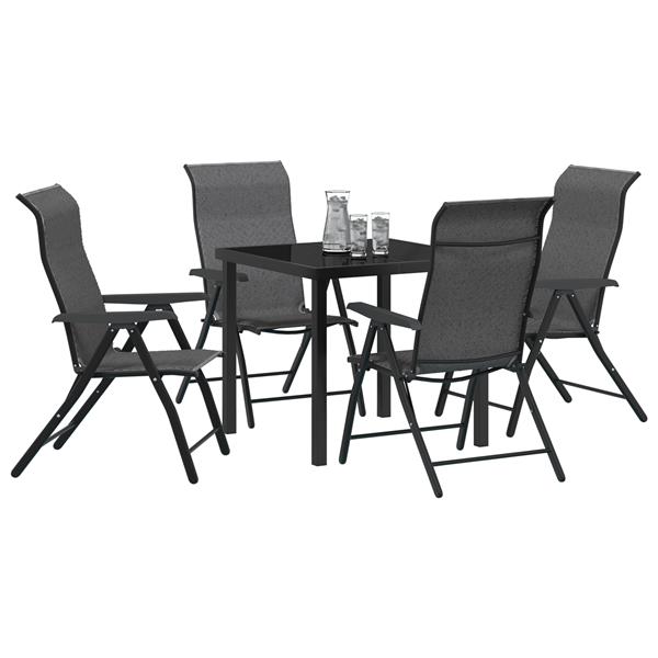 Grote foto vidaxl 5 delige tuin eetset grijs poly rattan tuin en terras tuinmeubelen