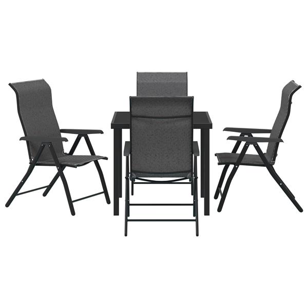 Grote foto vidaxl 5 delige tuin eetset grijs poly rattan tuin en terras tuinmeubelen