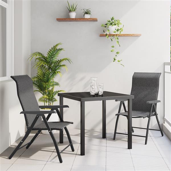 Grote foto vidaxl 3 delige tuin eettafel set grijs poly rattan tuin en terras tuinmeubelen