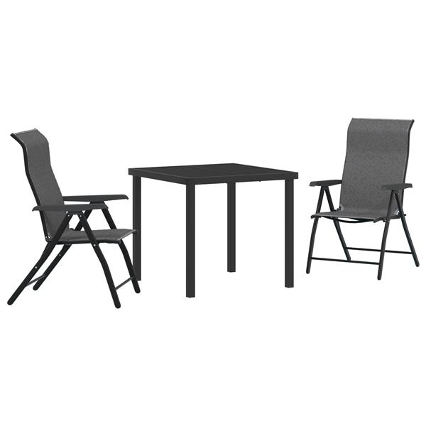 Grote foto vidaxl 3 delige tuin eettafel set grijs poly rattan tuin en terras tuinmeubelen