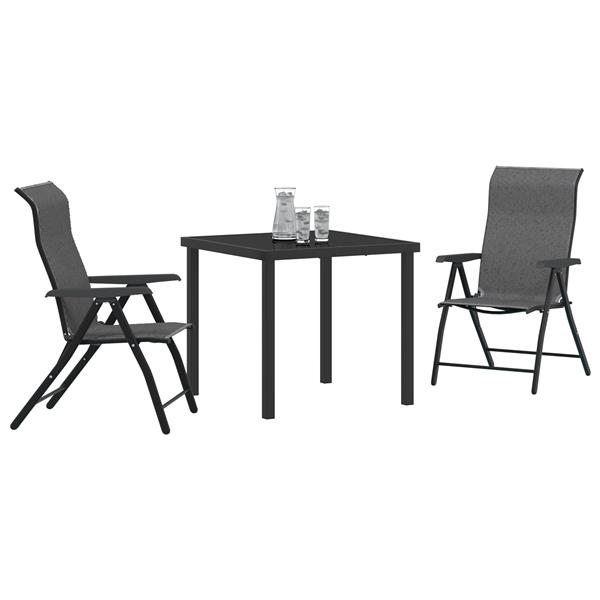 Grote foto vidaxl 3 delige tuin eettafel set grijs poly rattan tuin en terras tuinmeubelen