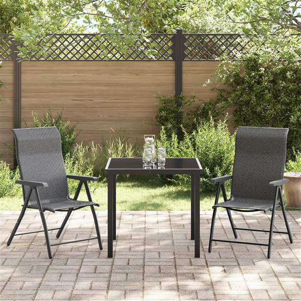 Grote foto vidaxl 3 delige tuin eettafel set grijs poly rattan tuin en terras tuinmeubelen