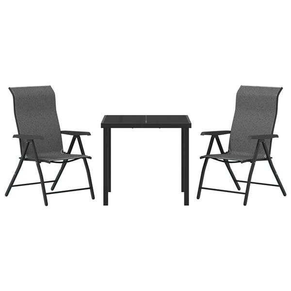 Grote foto vidaxl 3 delige tuin eettafel set grijs poly rattan tuin en terras tuinmeubelen