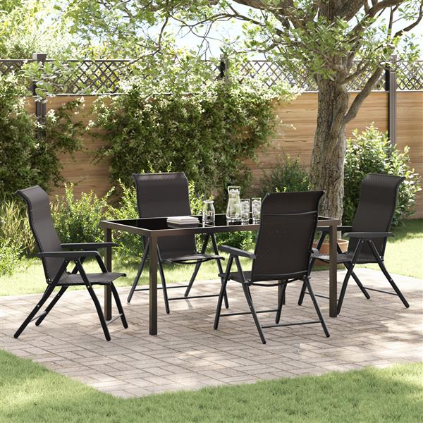 Grote foto vidaxl 5 delige eetset voor in de tuin zwart poly rattan tuin en terras tuinmeubelen