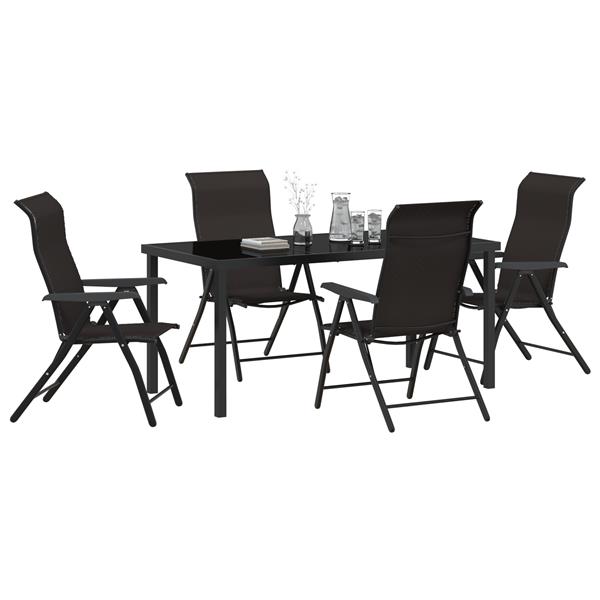 Grote foto vidaxl 5 delige eetset voor in de tuin zwart poly rattan tuin en terras tuinmeubelen
