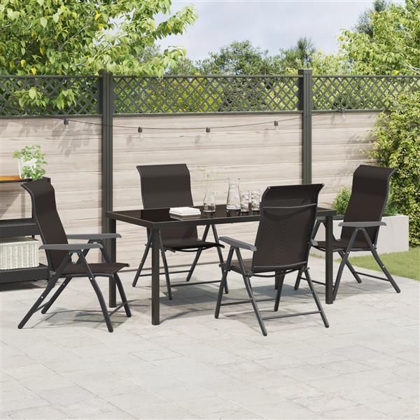 Grote foto vidaxl 5 delige eetset voor in de tuin zwart poly rattan tuin en terras tuinmeubelen