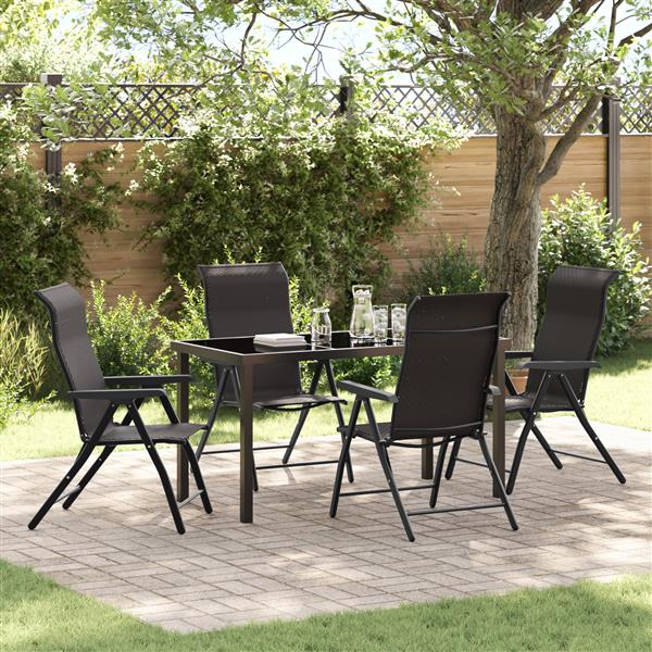 Grote foto vidaxl 5 delige tuinset van zwart poly rattan tuin en terras tuinmeubelen