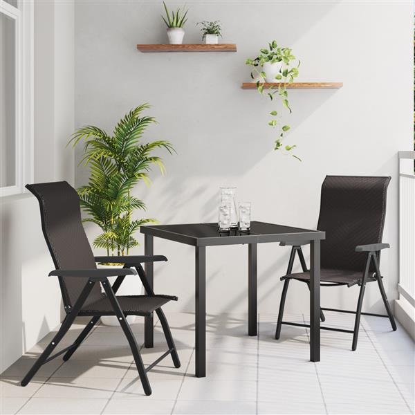 Grote foto vidaxl 3 delige tuin eetset zwart poly rattan tuin en terras tuinmeubelen