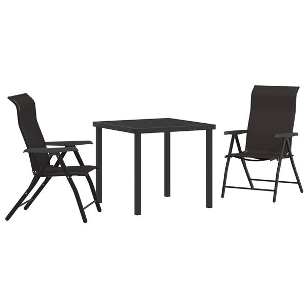 Grote foto vidaxl 3 delige tuin eetset zwart poly rattan tuin en terras tuinmeubelen