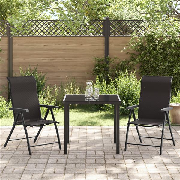 Grote foto vidaxl 3 delige tuin eetset zwart poly rattan tuin en terras tuinmeubelen