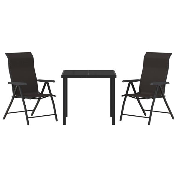 Grote foto vidaxl 3 delige tuin eetset zwart poly rattan tuin en terras tuinmeubelen
